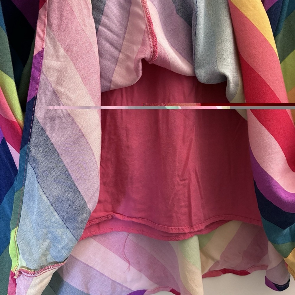 ModCloth XL Skirt Rainbow Chevron Stripe A-Line Skater Lined Pockets Teacher - Picture 3 of 8
